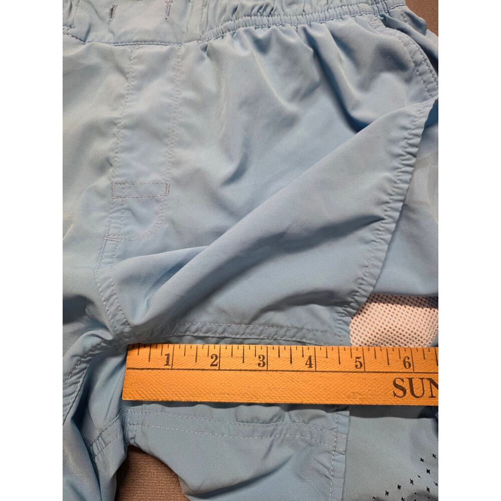 Kids Light Blue Athletic Shorts with Pink Logo - Picture 4 of 11